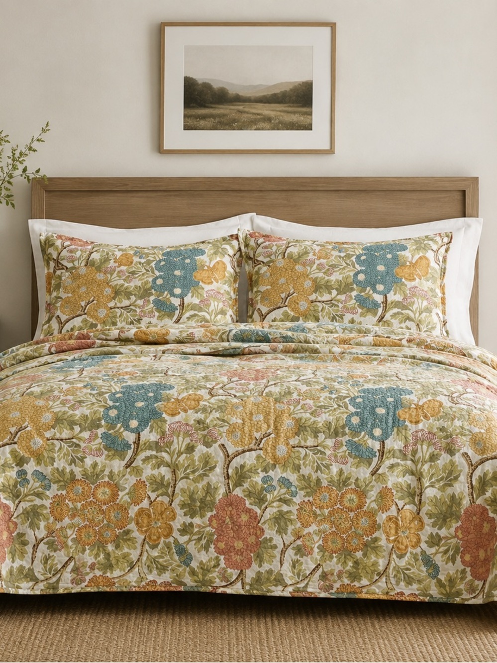 Pottery Barn 3 Piece Queen Duvet Set Floral Mum Garden Floral Cottagecore